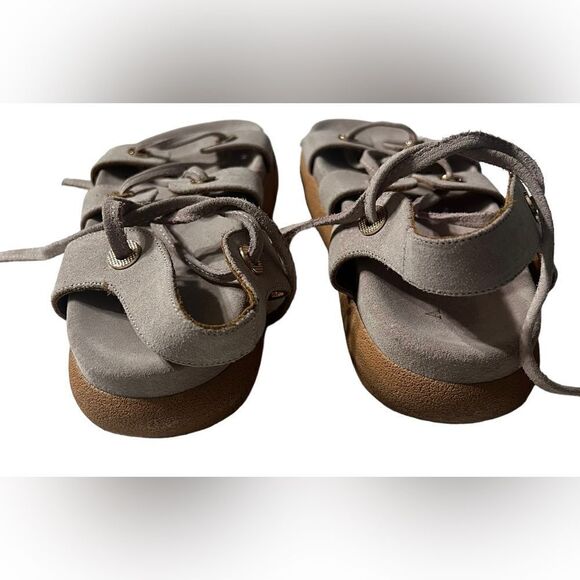 Anthropologie pink Suede tie up Gladiator Sandals EUC - Picture 6 of 6